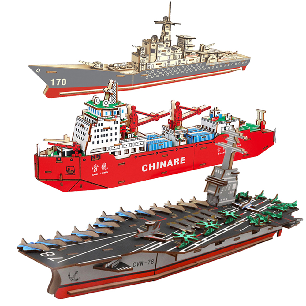 Model Kit Destroyer - 3D Wooden Puzzle Battleship Guided Misslle