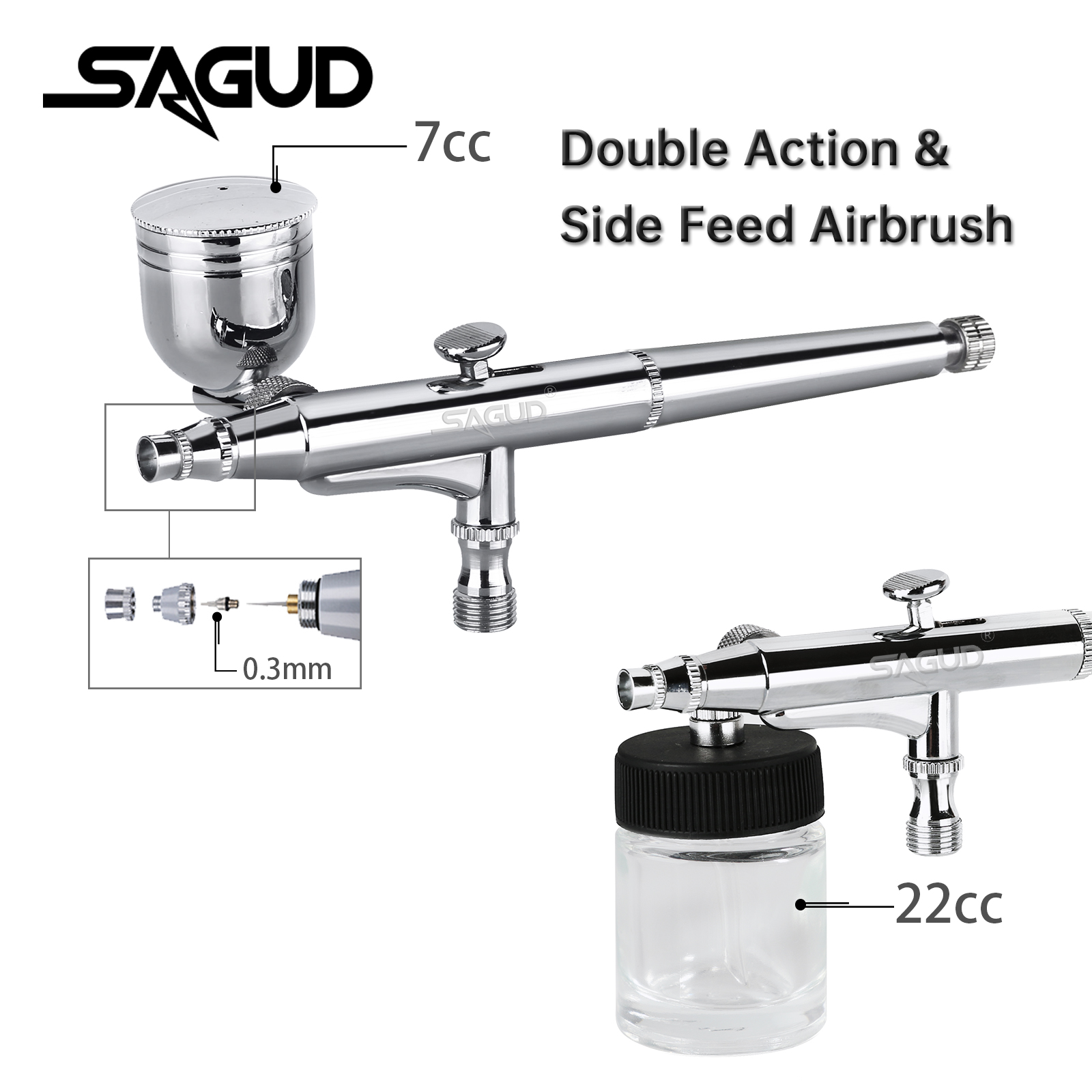 SAGUD 0.3mm Side Feed Airbrush – Model Kit Nippers recenzja i cena